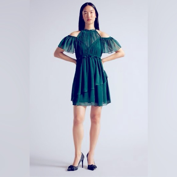 Nwt TED BAKER LONDON  dark green rope detail mini dress size 4 ~ UK 14 ~ L - Picture 3 of 10